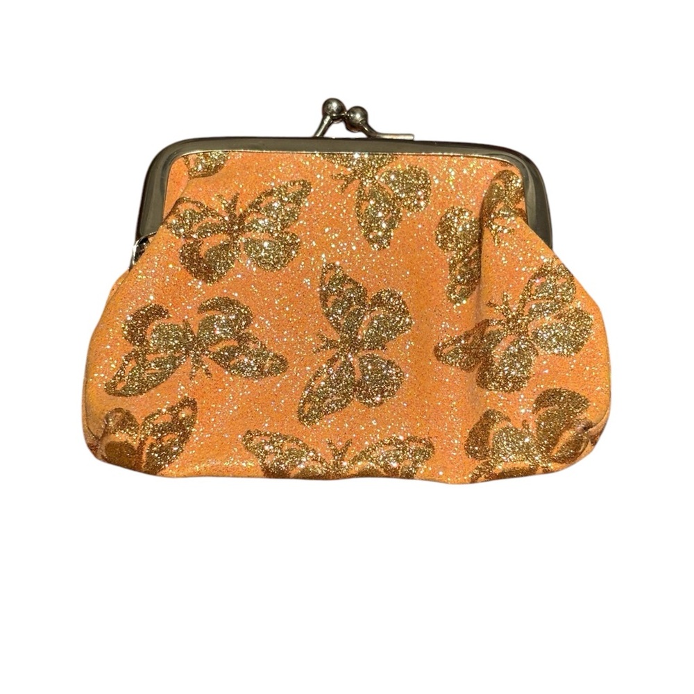 Glittery Orange Butterfly Coin Purse